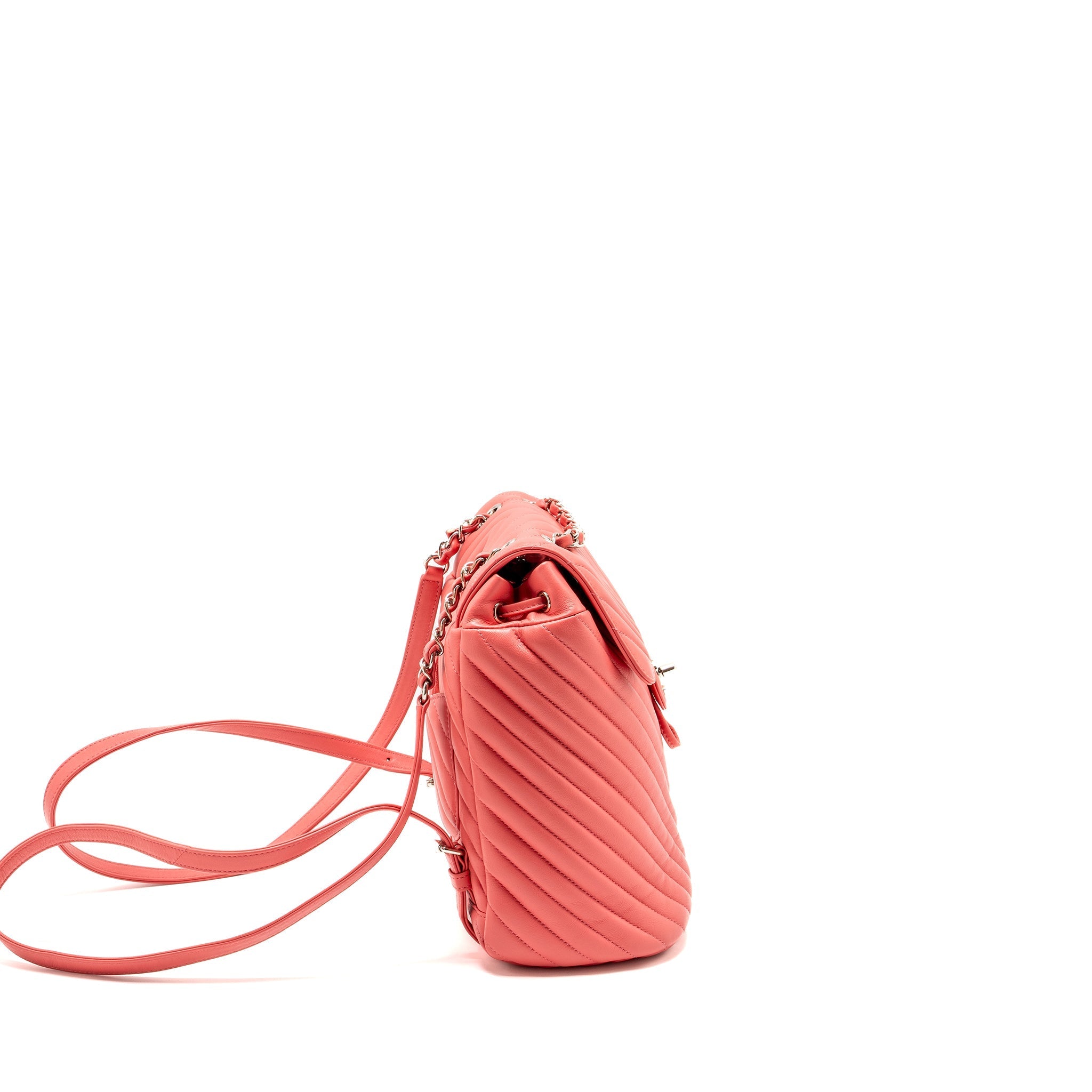 Chanel Small Urban Spirit Backpack Chevron Calfskin Pink