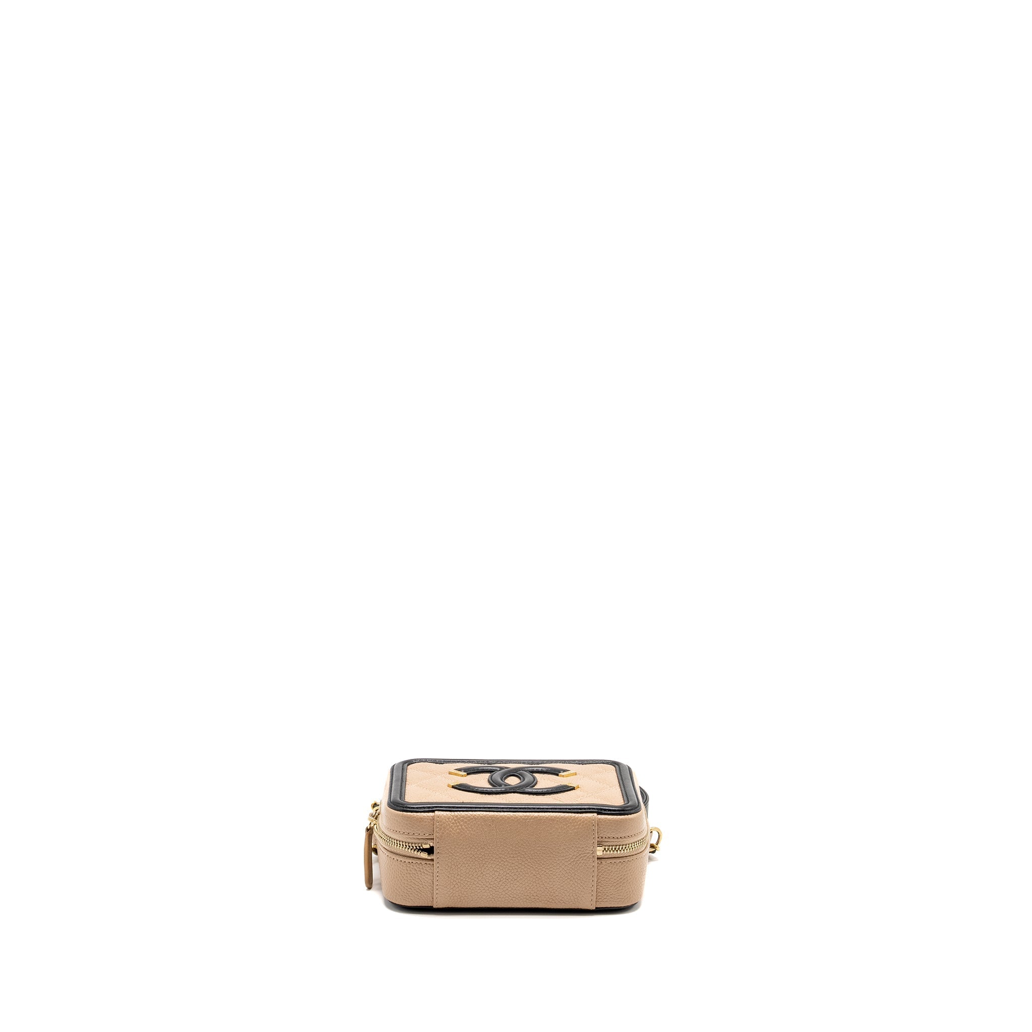 Chanel Mini Filigree Vanity Clutch Caviar Beige / Black