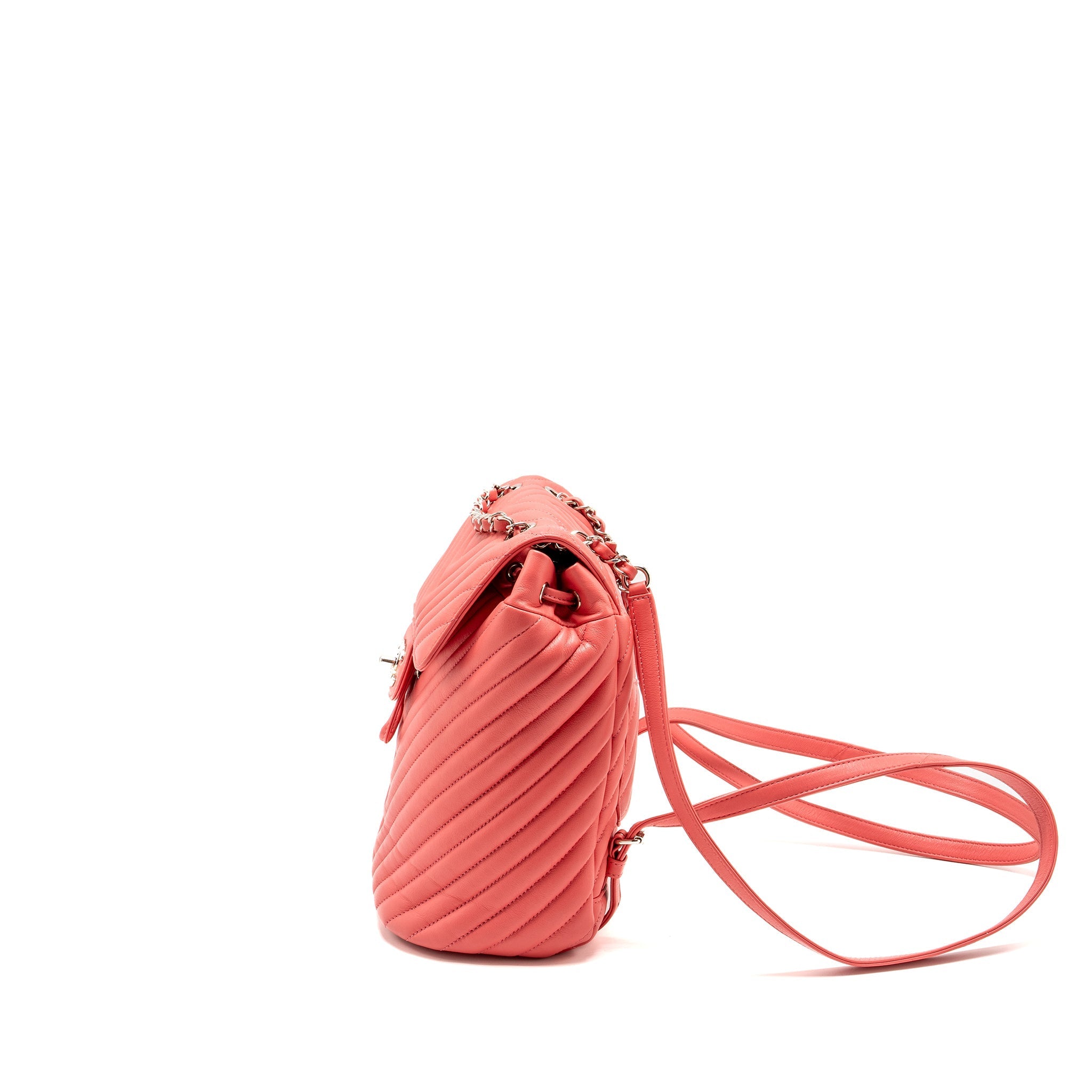 Chanel Small Urban Spirit Backpack Chevron Calfskin Pink