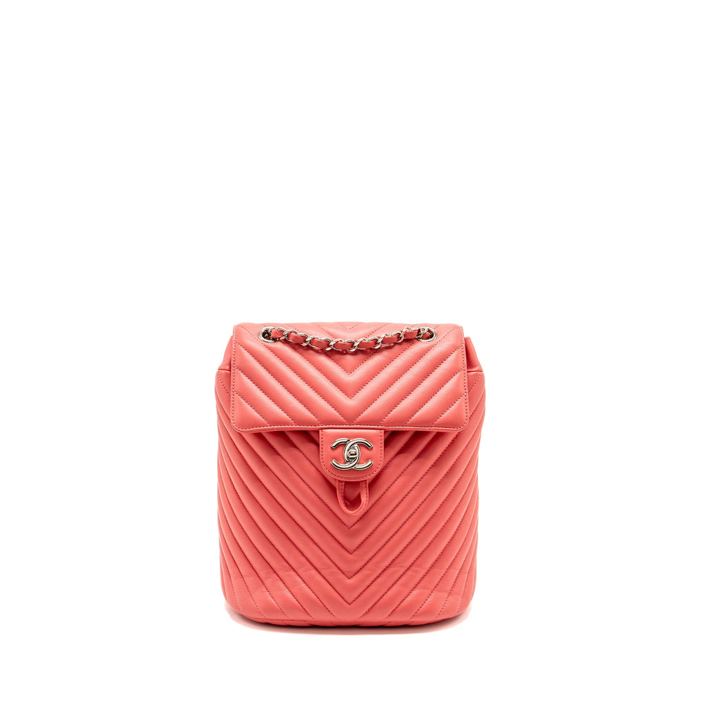 Chanel Small Urban Spirit Backpack Chevron Calfskin Pink