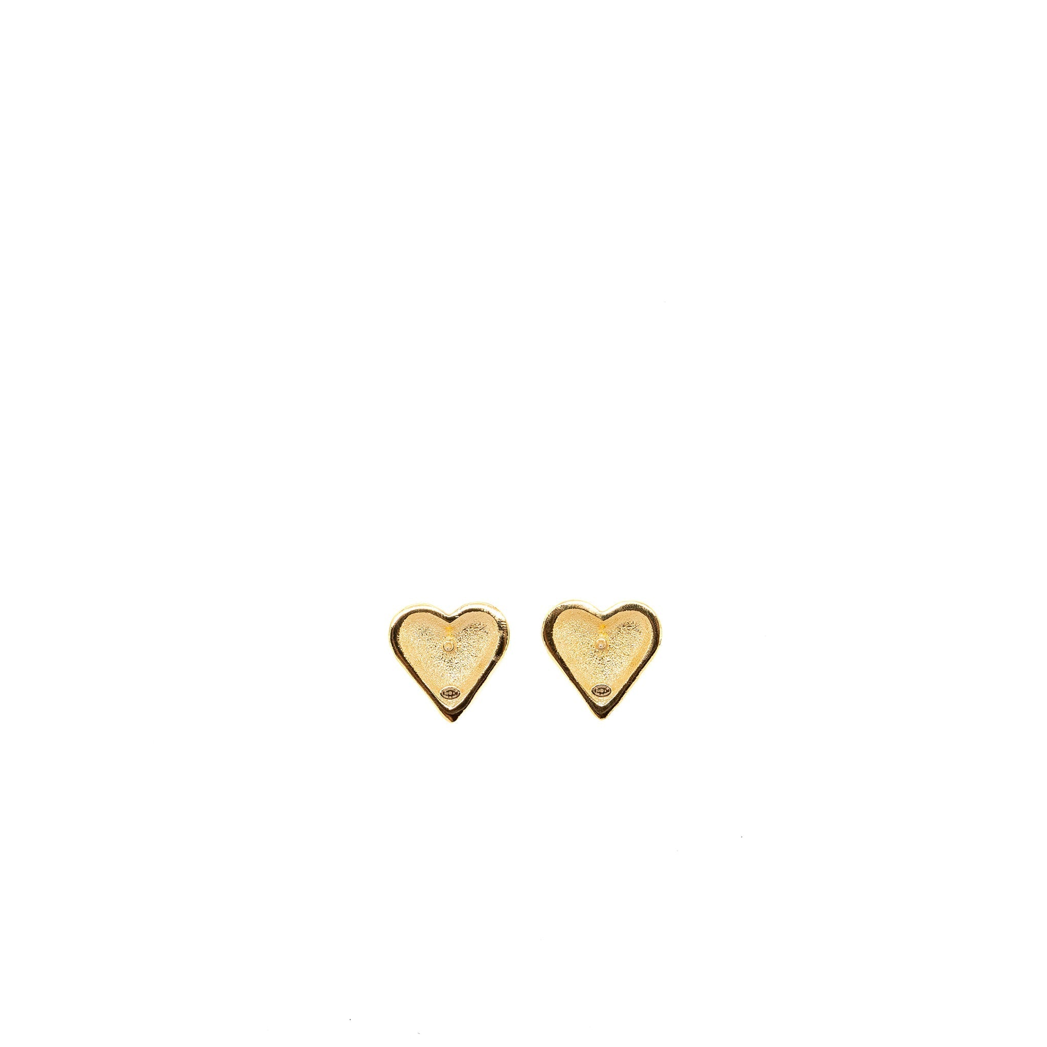 Chanel heart and CC logo earrings black / gold tone