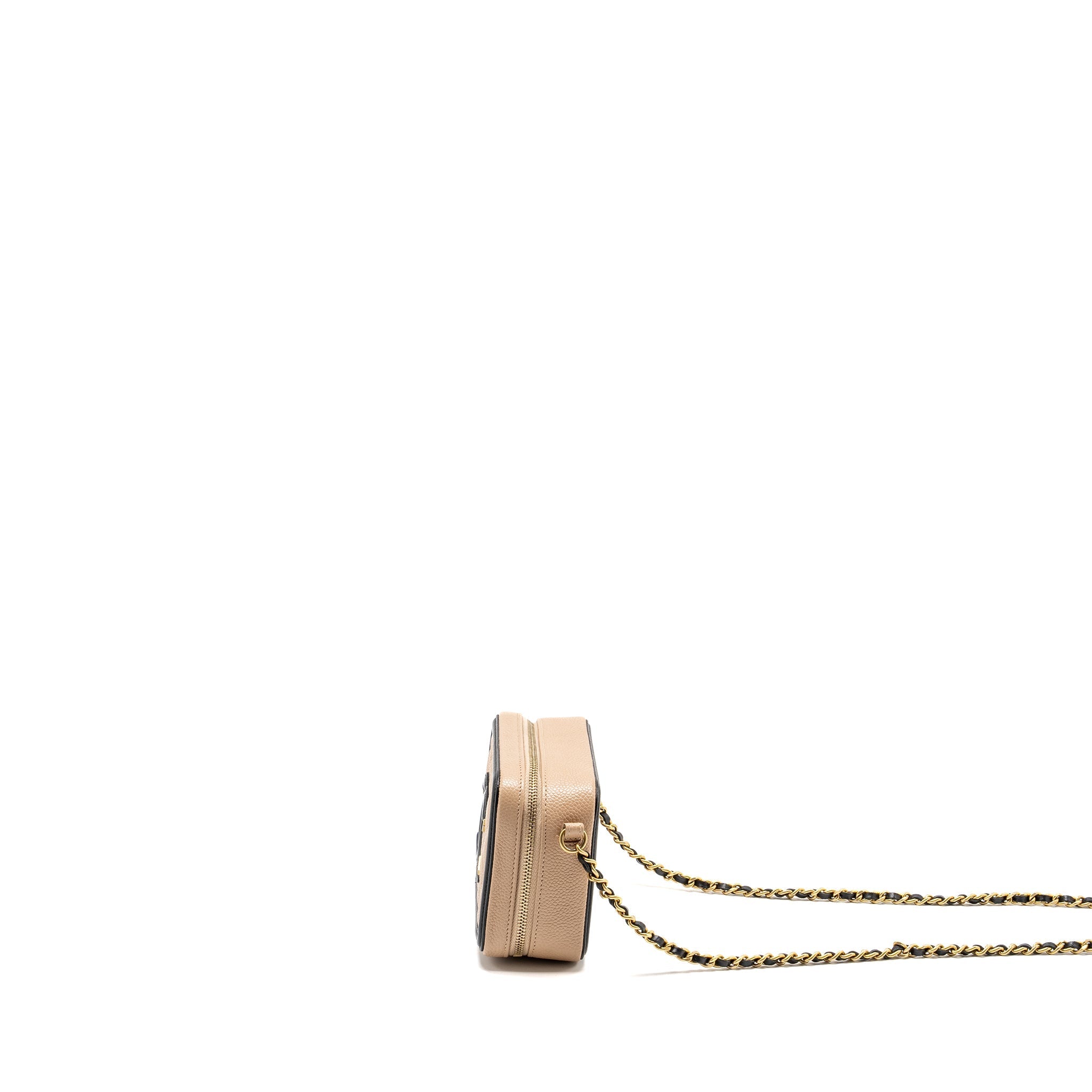 Chanel Mini Filigree Vanity Clutch Caviar Beige / Black
