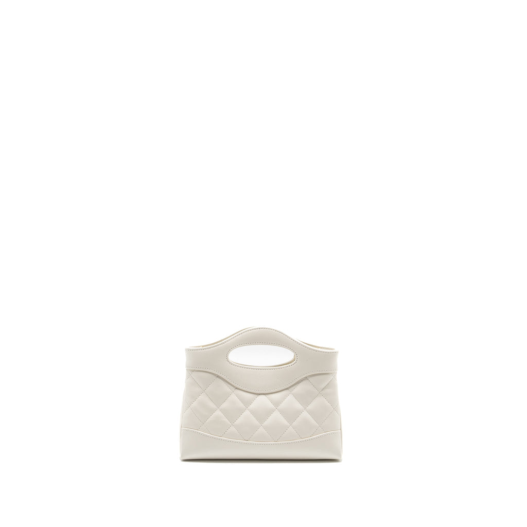 Chanel Mini 31 Clutch with Chain Shiny Calfskin White L (Microchip)