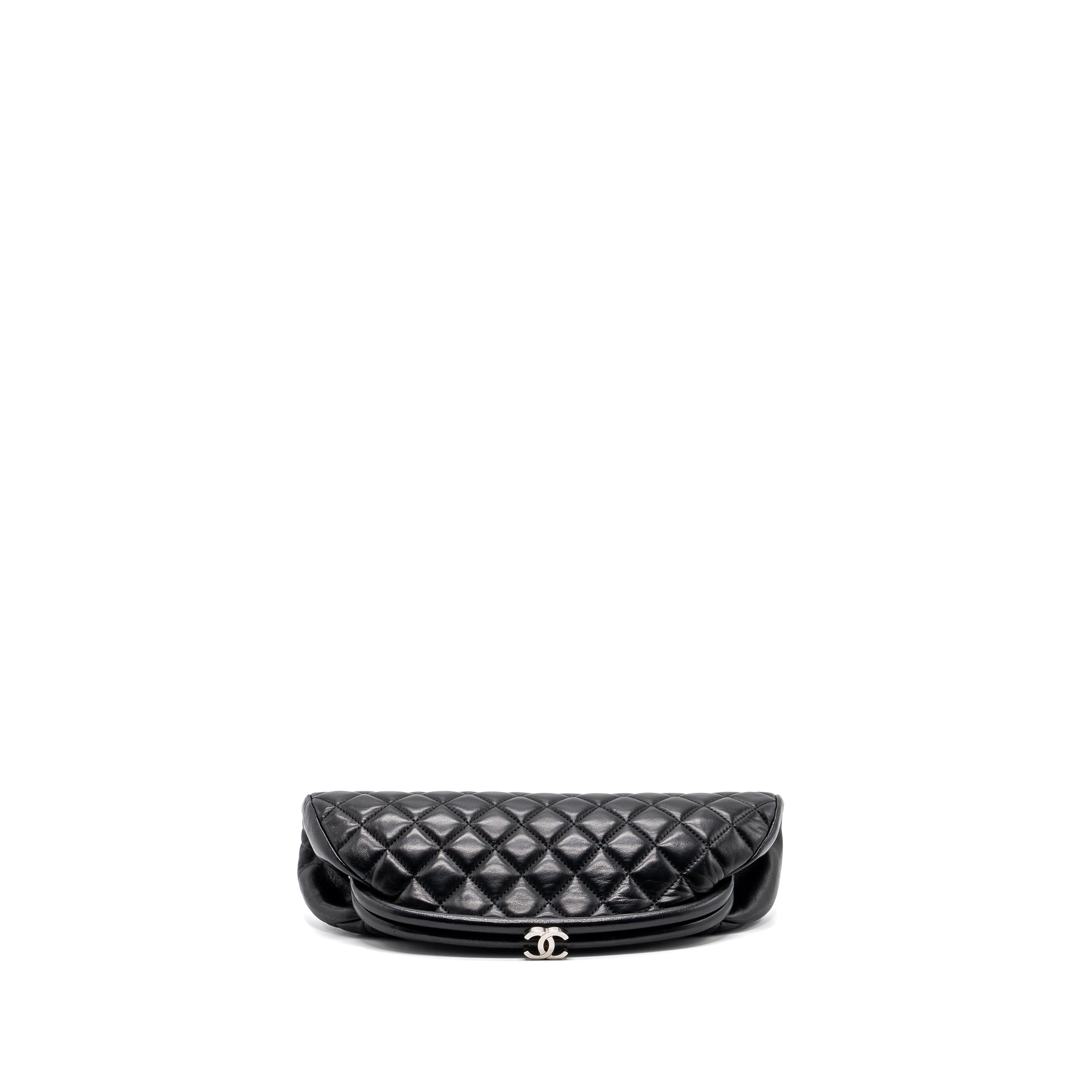 Chanel timeless kiss lock clutch evening bag lambskin Black