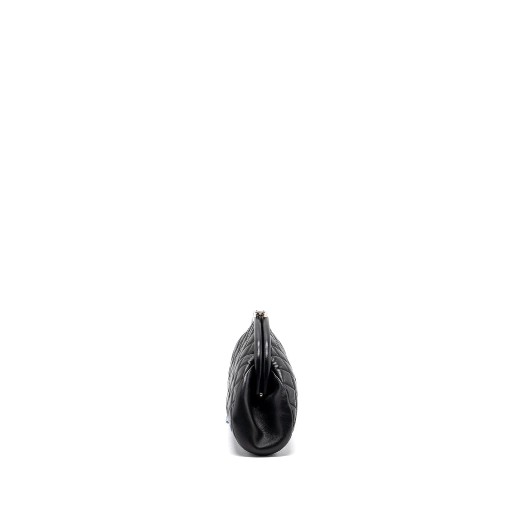 Chanel timeless kiss lock clutch evening bag lambskin Black