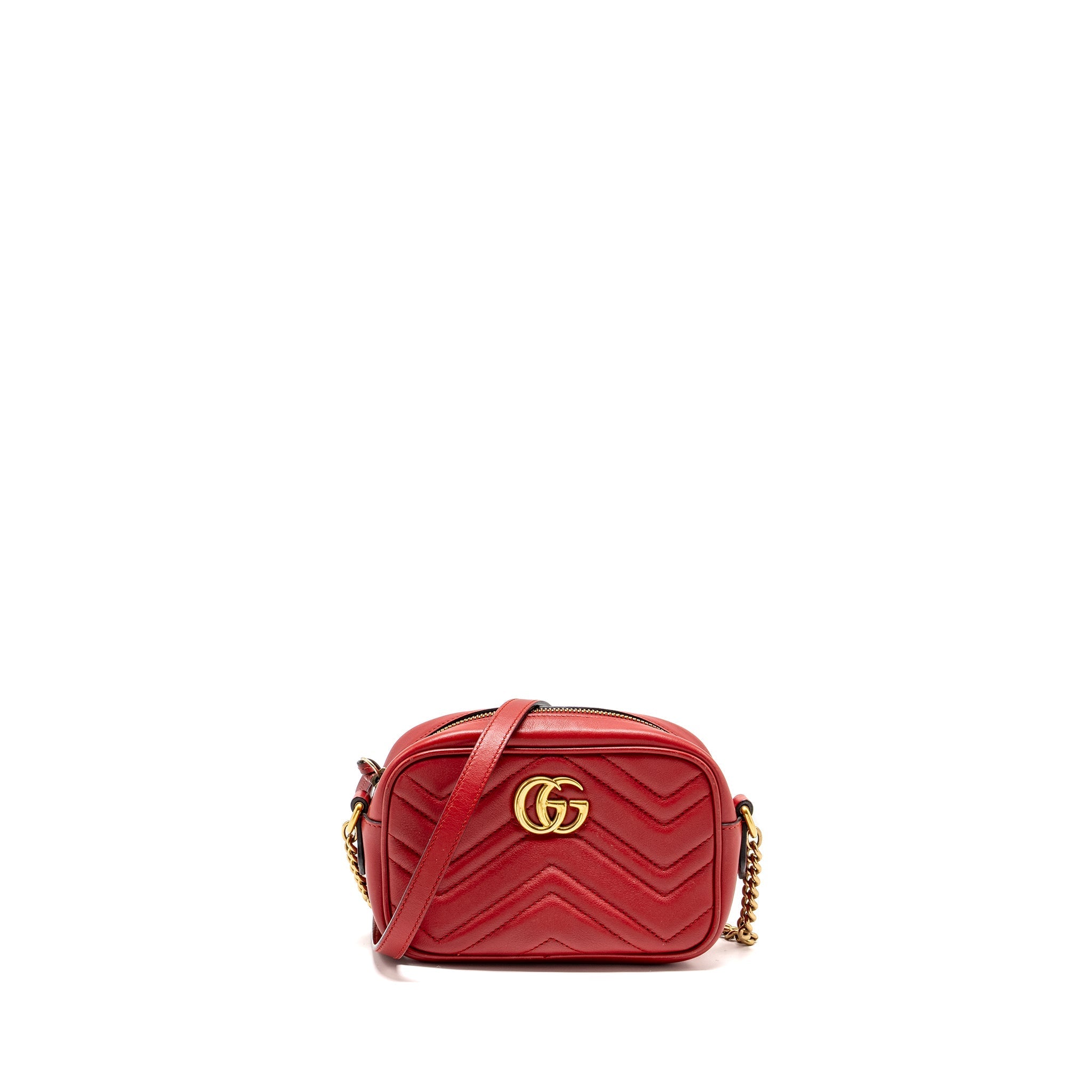 Gucci GG Marmont Matelasse Camera Bag Red Leather Red