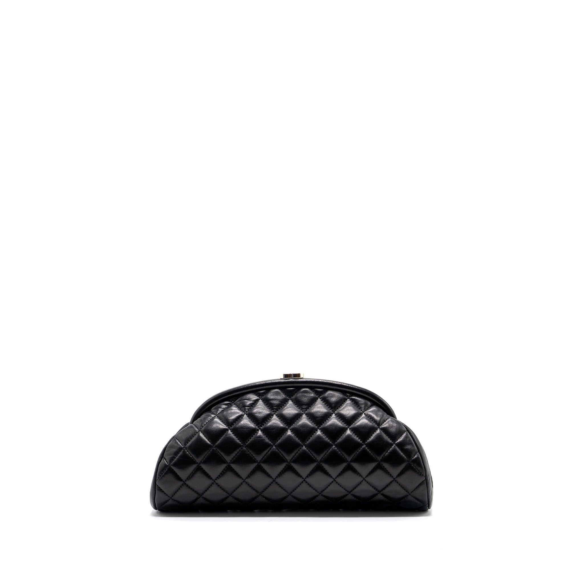 Chanel timeless kiss lock clutch evening bag lambskin Black