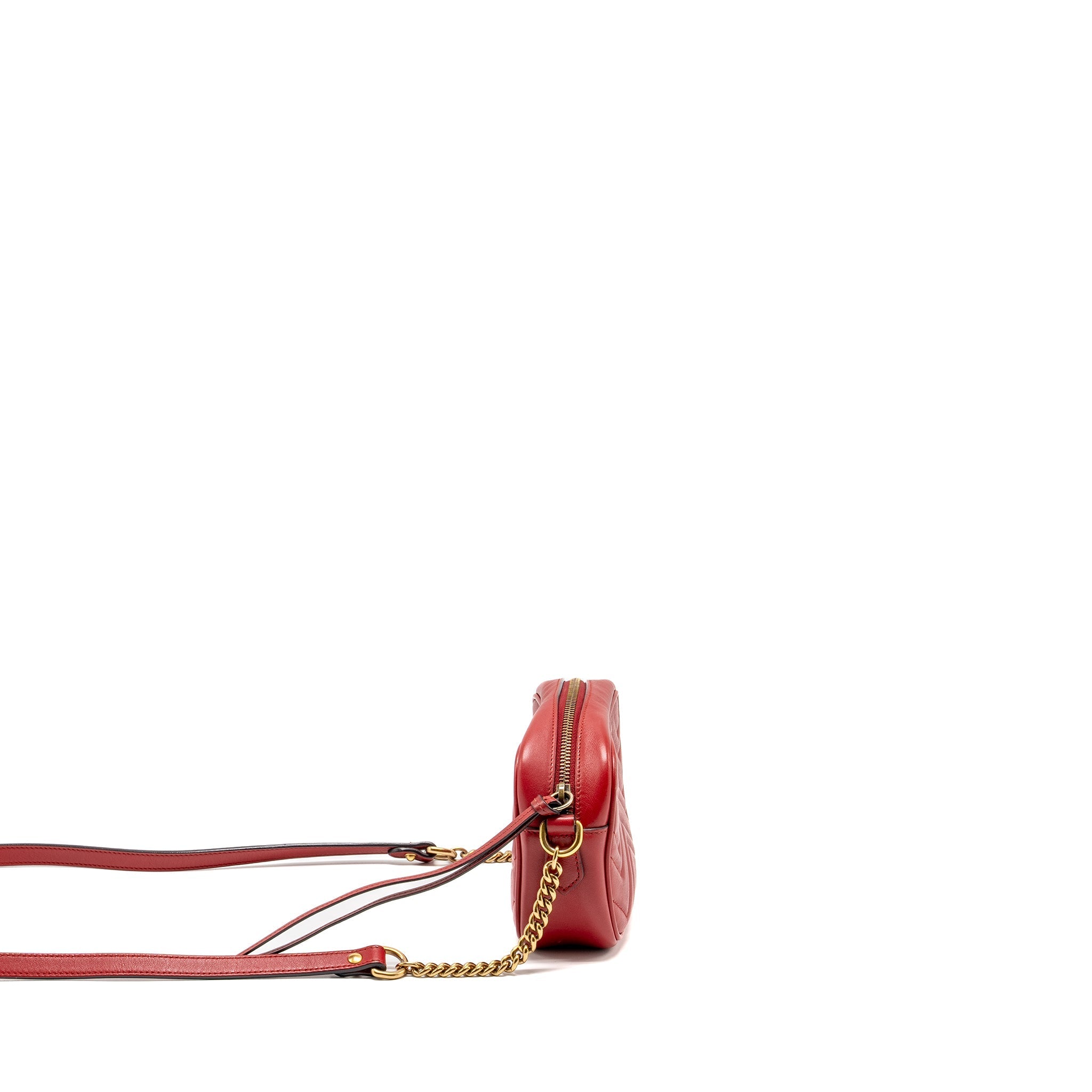 Gucci GG Marmont Matelasse Camera Bag Red Leather Red