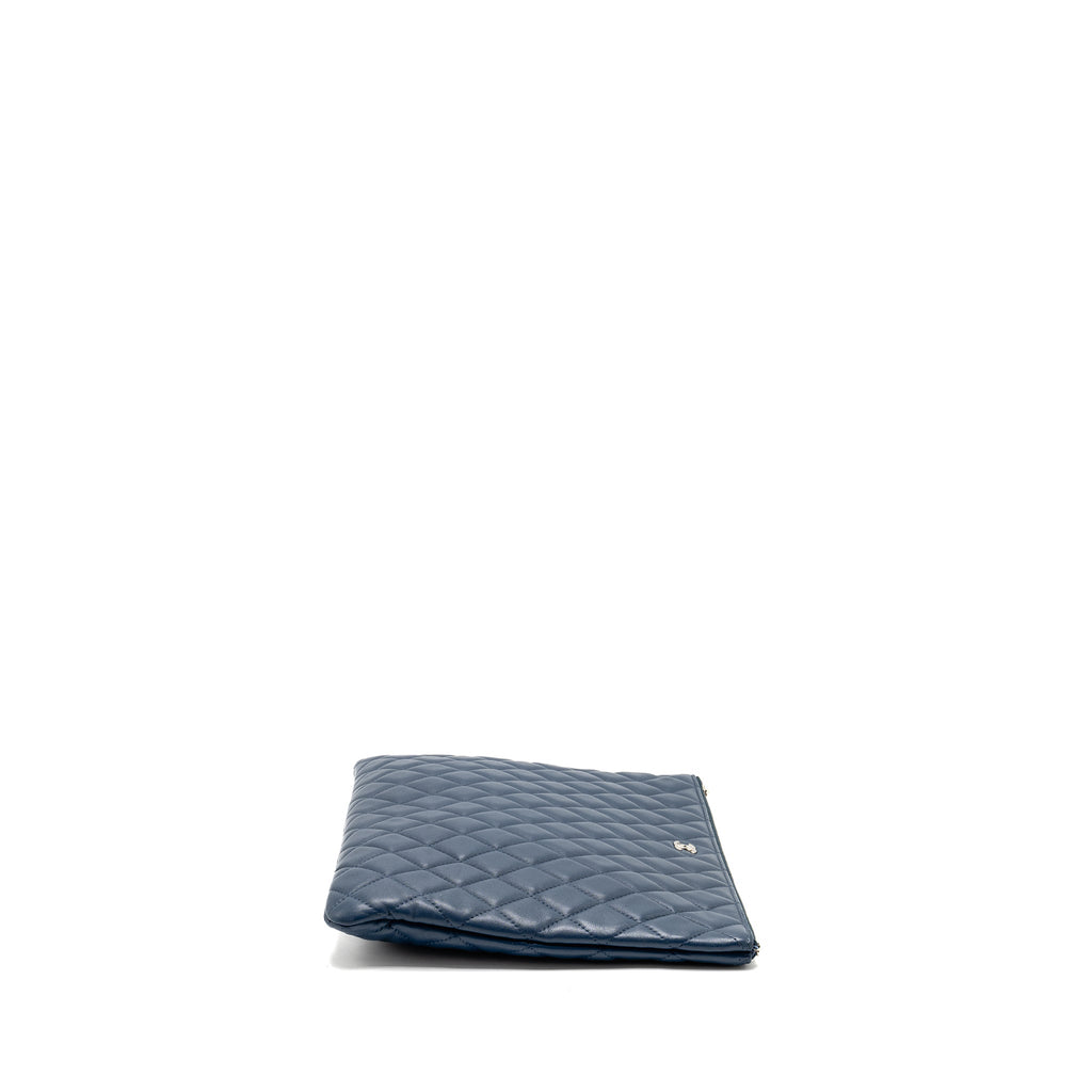 Chanel Classic Quilted Large Clutch Bag Lambskin Navy