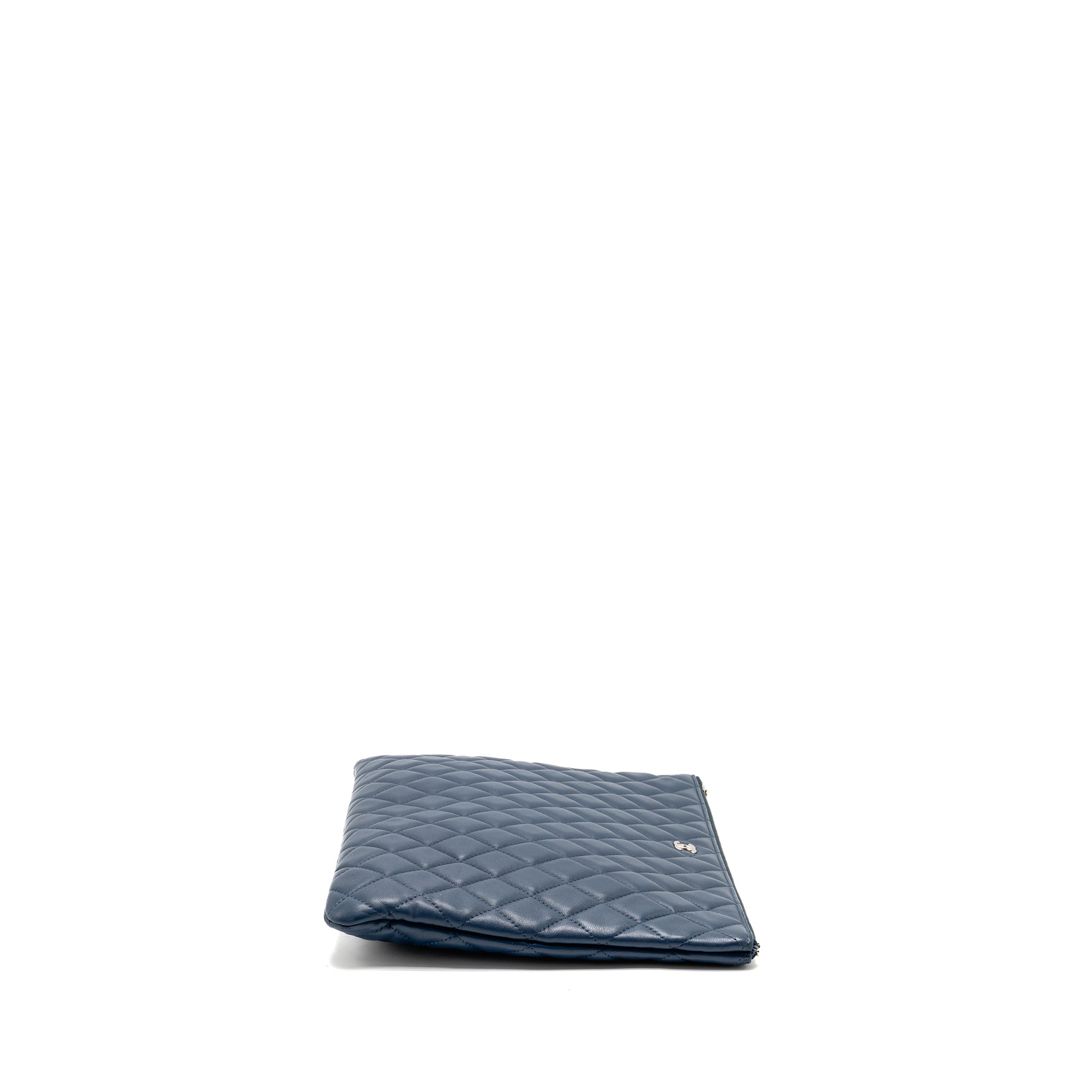 Chanel Classic Quilted Large Clutch Bag Lambskin Navy