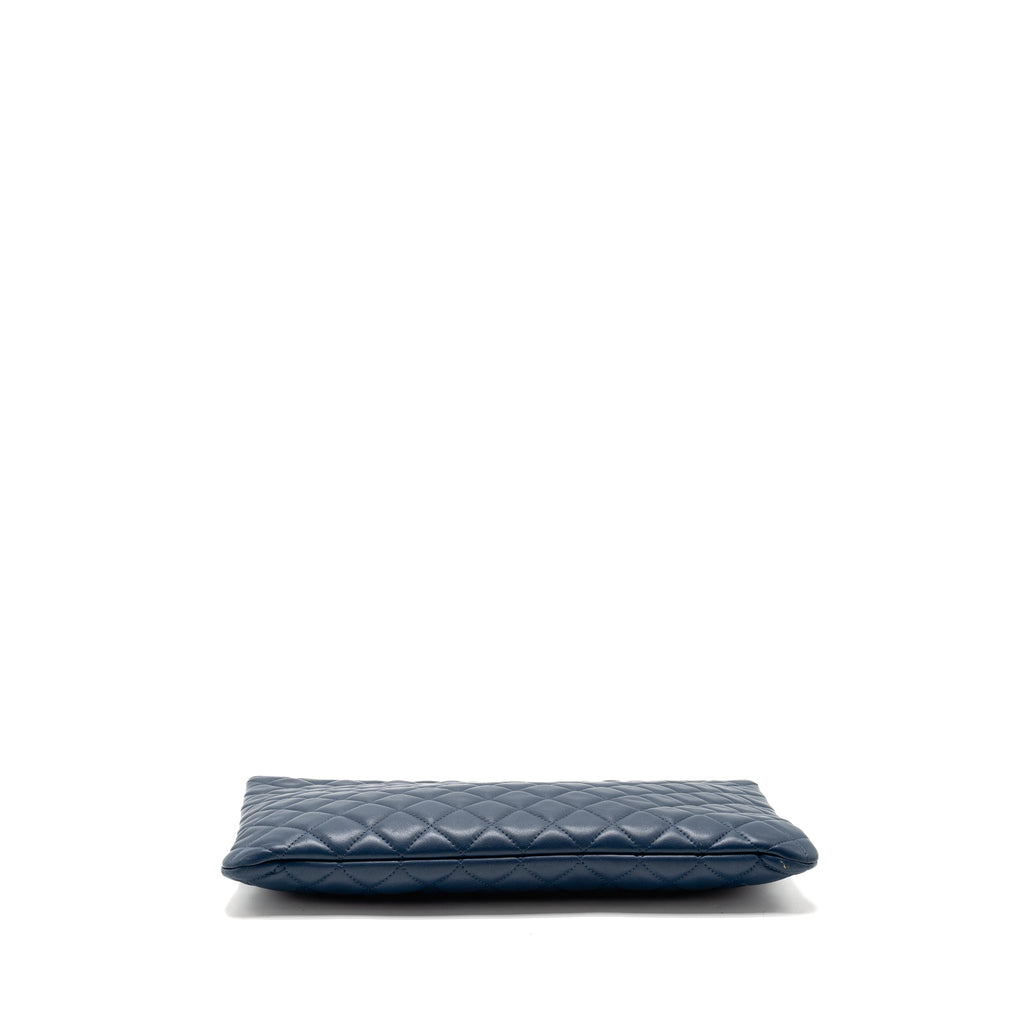 Chanel Classic Quilted Large Clutch Bag Lambskin Navy