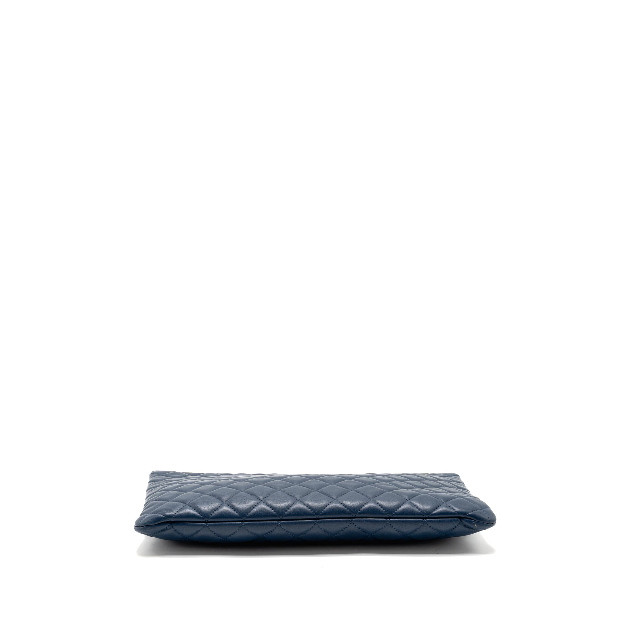 Chanel Classic Quilted Large Clutch Bag Lambskin Navy