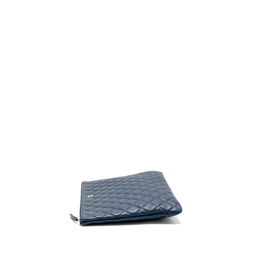 Chanel Classic Quilted Large Clutch Bag Lambskin Navy