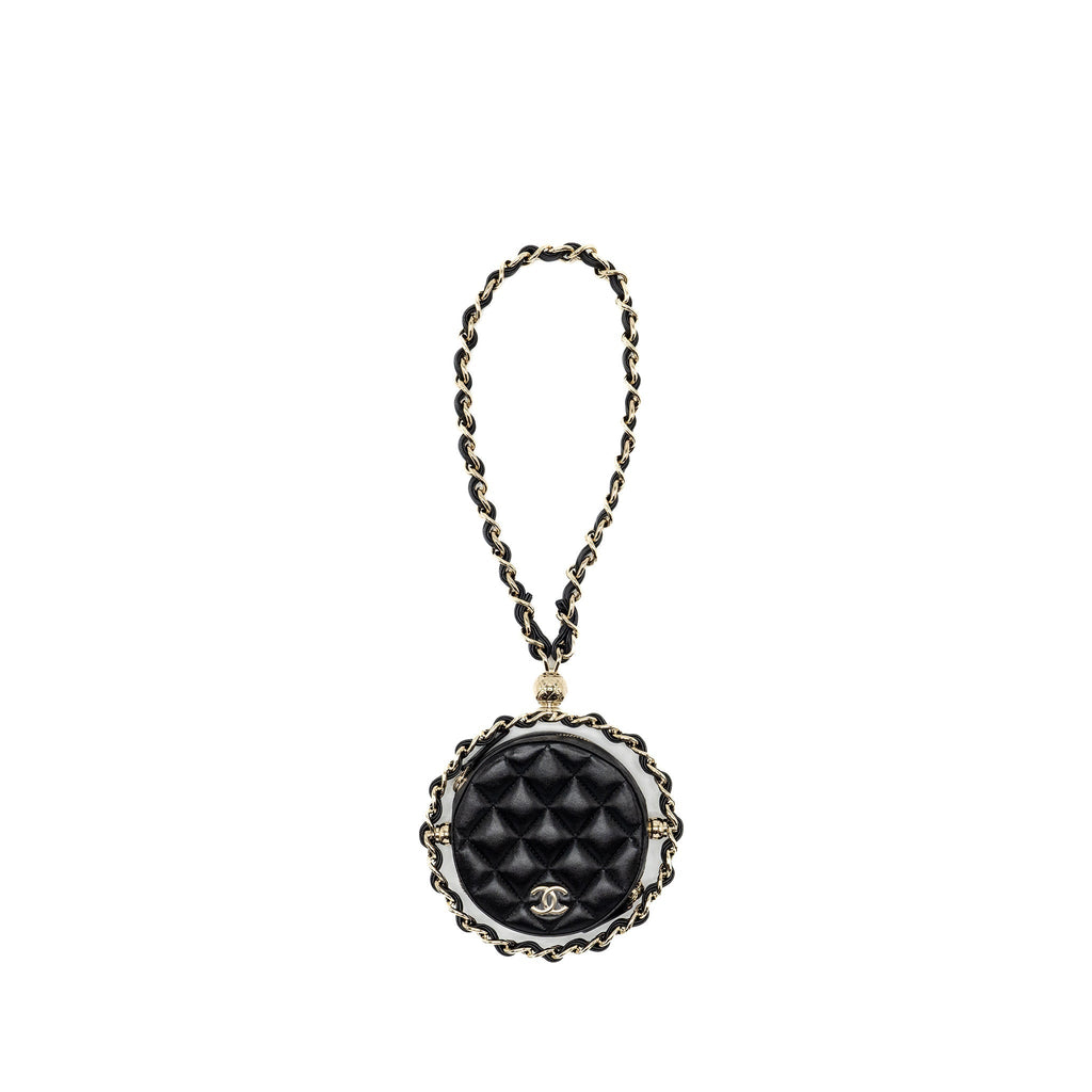 Chanel 22C Round Clutch With Chain Lambskin Black