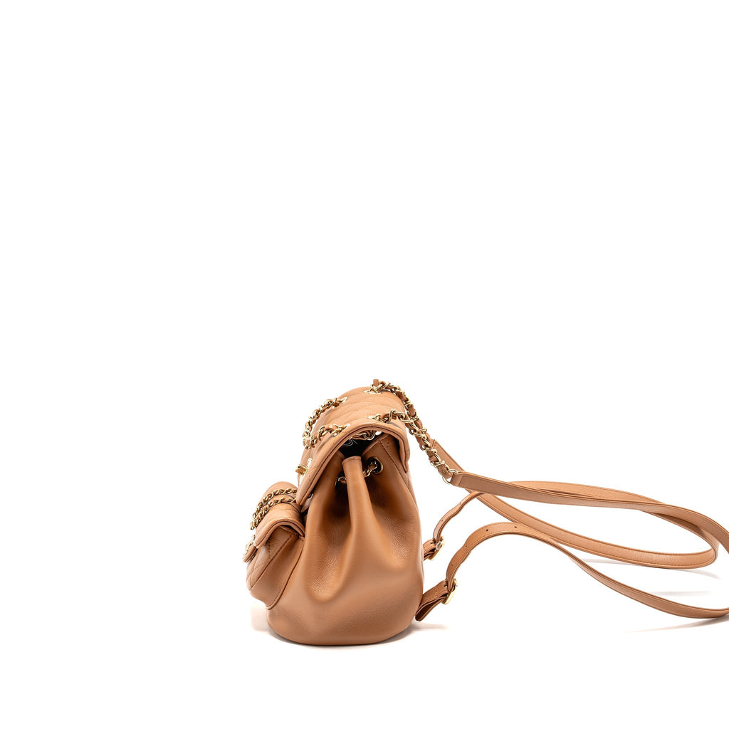 Chanel 24p Mini Duma Backpack Calfskin Caramel L(microchip)