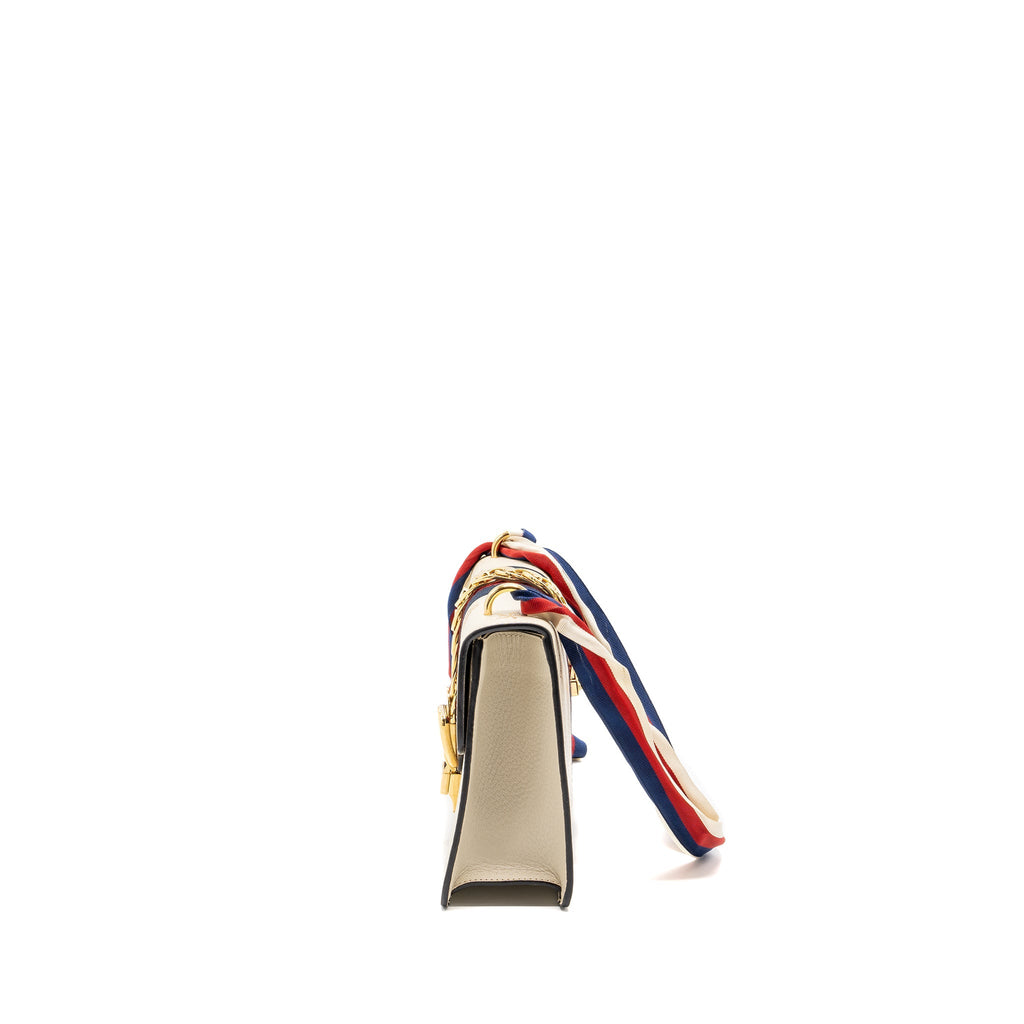 Gucci Small Sylvia Bag Bee and Star Printed Calfskin White