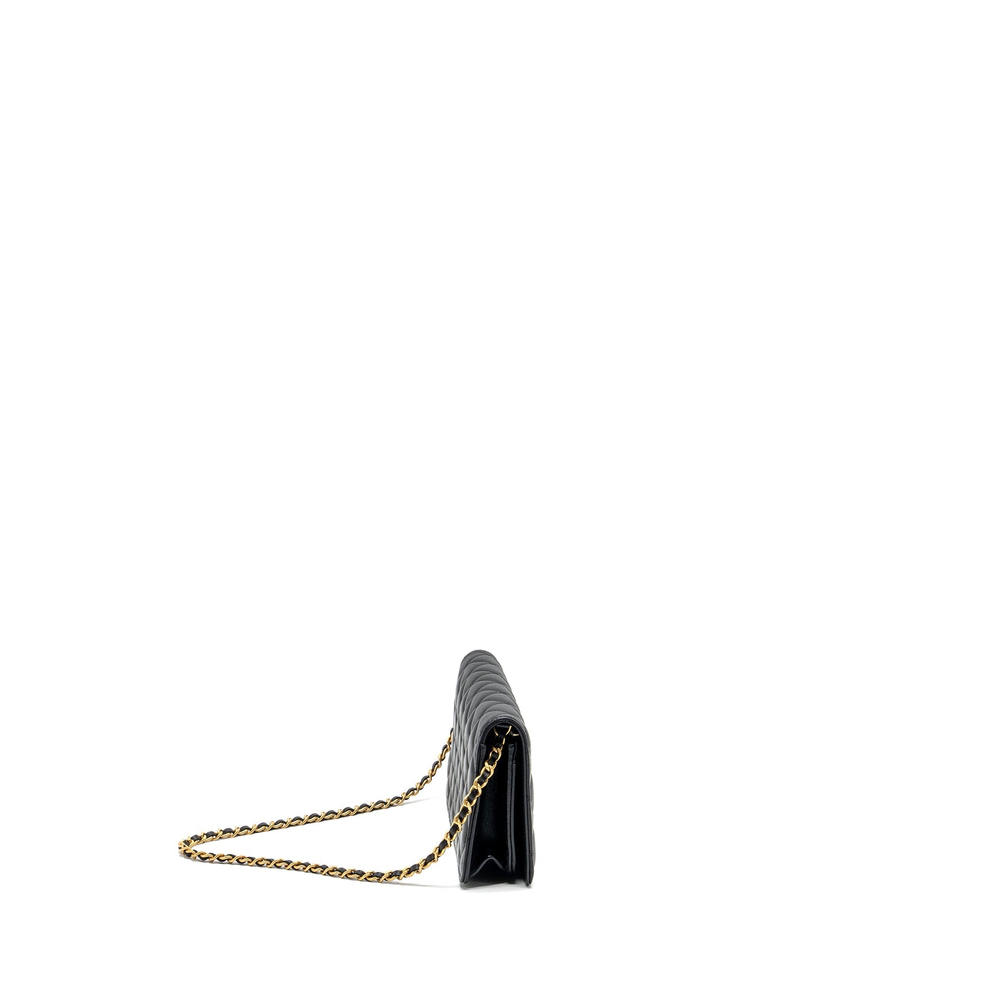 Chanel 23A clutch with chain lambskin black  (microchip)