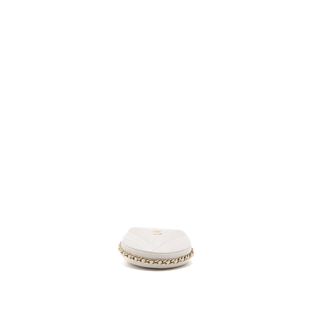 Chanel 23C round clutch lambskin white L (microchip)