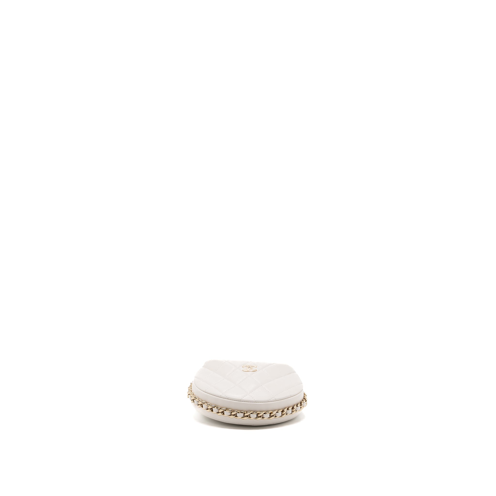 Chanel 23C round clutch lambskin white L (microchip)