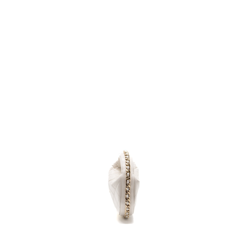 Chanel 23C round clutch lambskin white L (microchip)