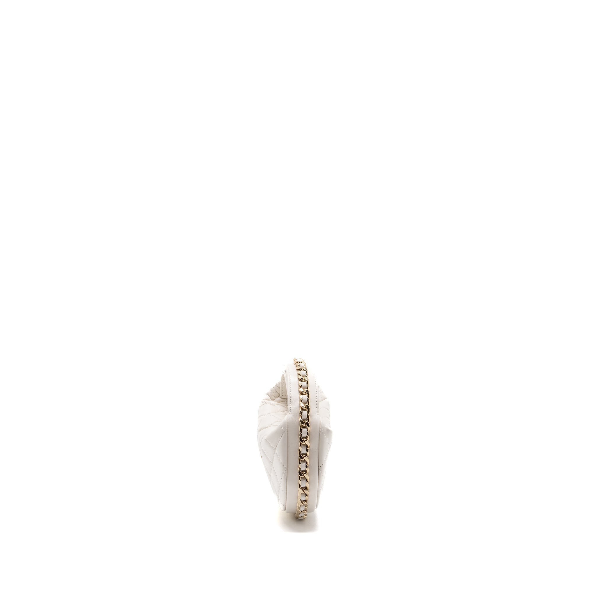 Chanel 23C round clutch lambskin white L (microchip)