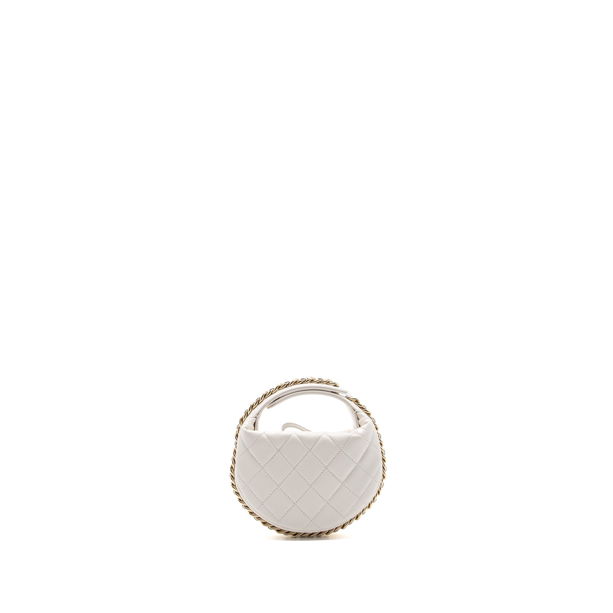 Chanel 23C round clutch lambskin white L (microchip)
