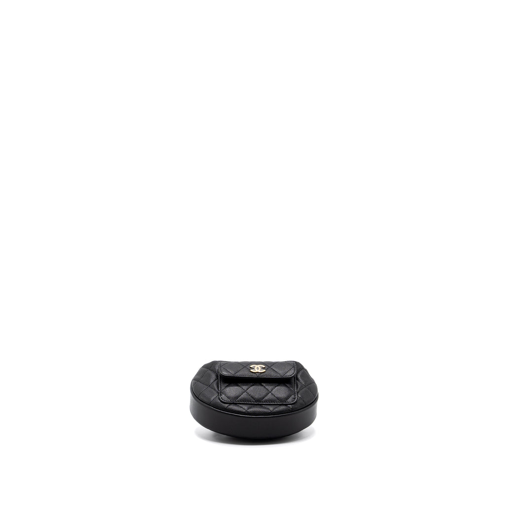 Chanel 23B round clutch caviar black  (microchip)