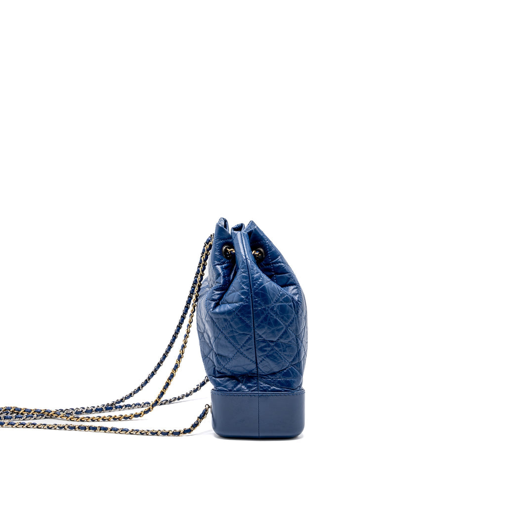 Chanel Medium Gabrielle Backpack Aged Calfskin Blue Multicolour Hardware
