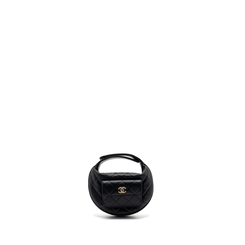 Chanel 23B round clutch caviar black  (microchip)