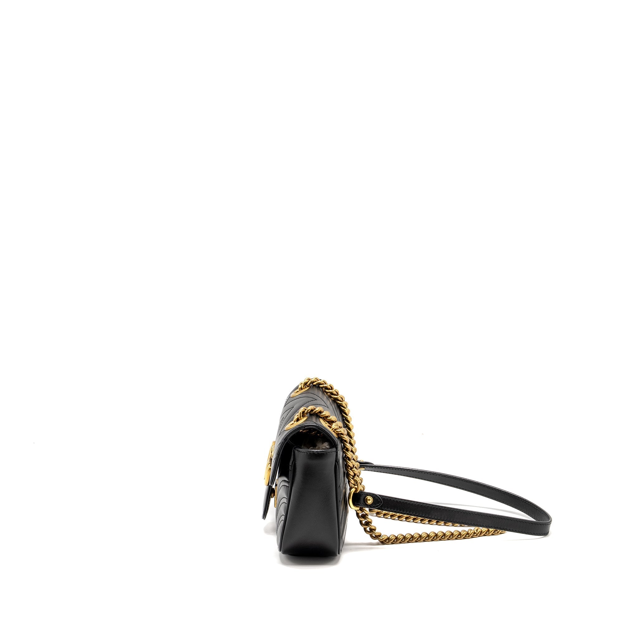 Gucci Mini GG Marmont Shoulder Bag Calfskin Black