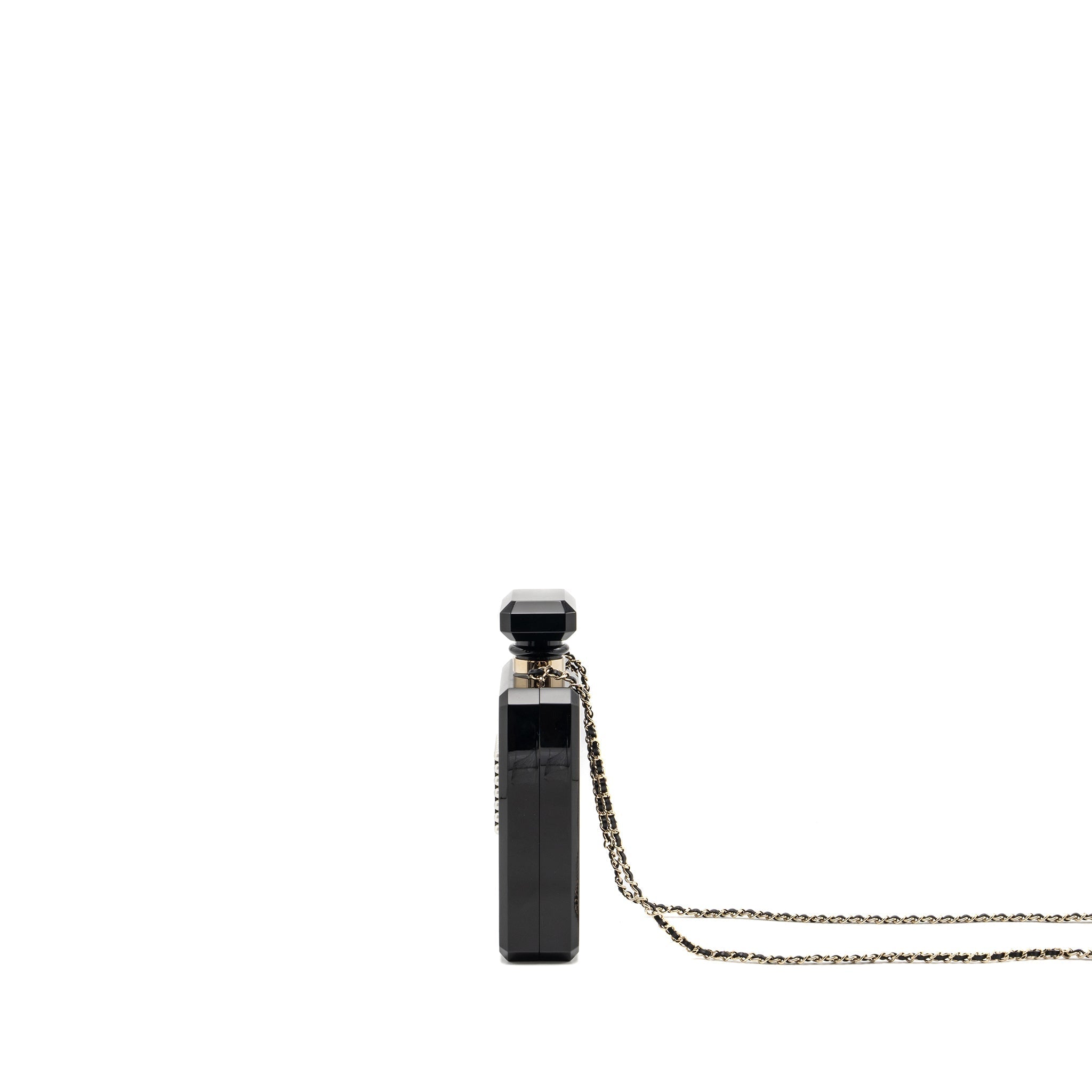Chanel 17A Perfume Bottle Clutch Evening Bag Black / Bronze L
