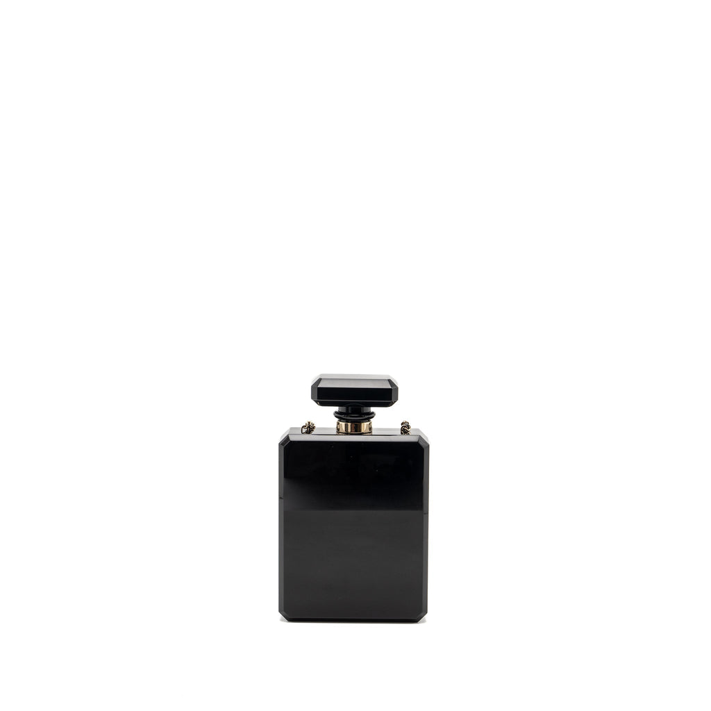 Chanel 17A Perfume Bottle Clutch Evening Bag Black / Bronze L
