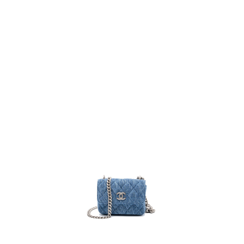 Chanel Coco Love Mini Clutch With Chain Denim Blue (Microchip)