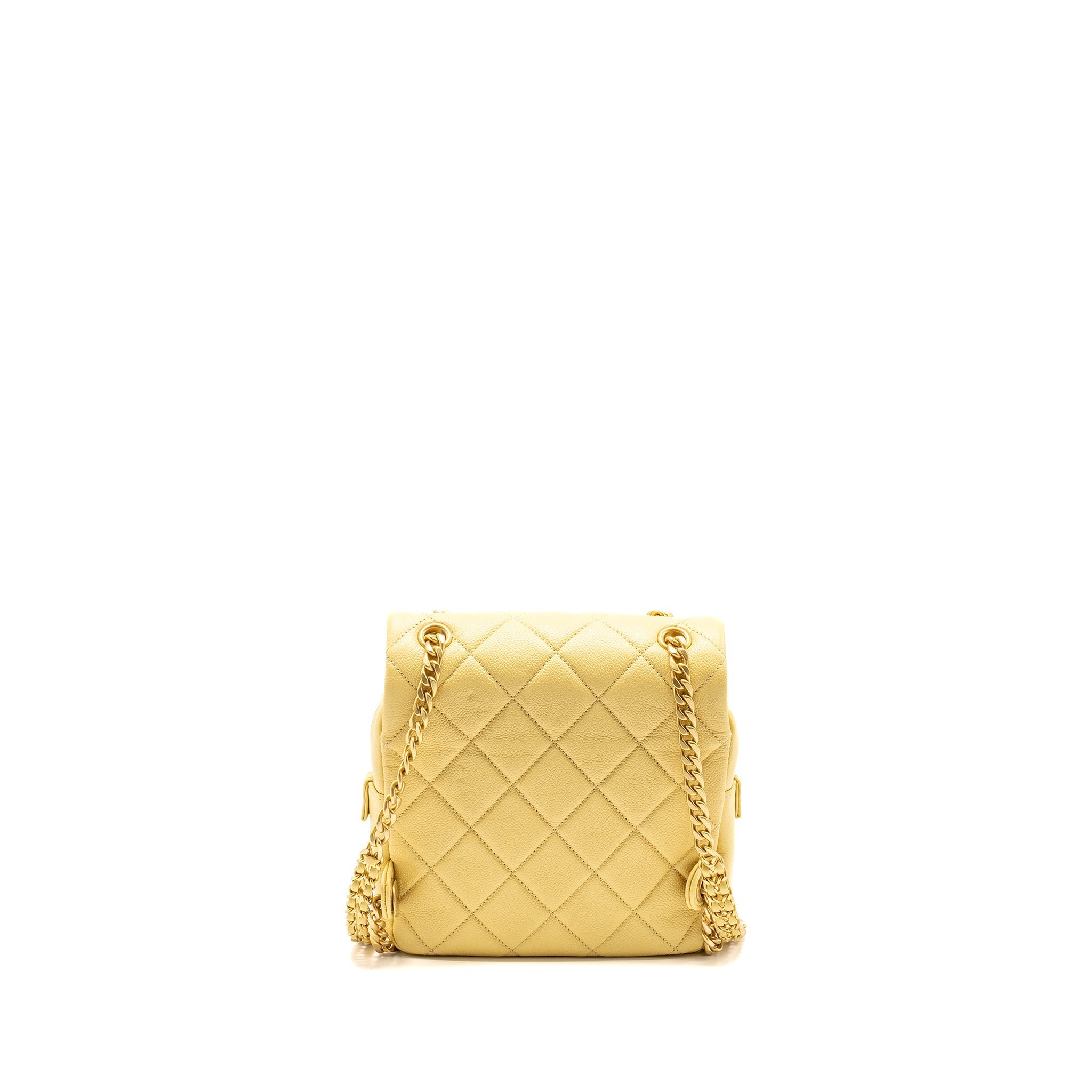 Chanel 22P quilted flap backpack caviar light yellow  (Microchip)