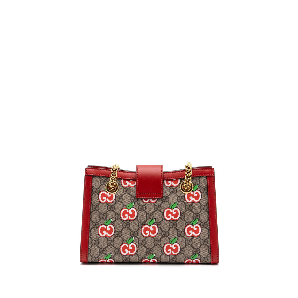 Gucci small Padlock shoulder bag GG supreme canvas red