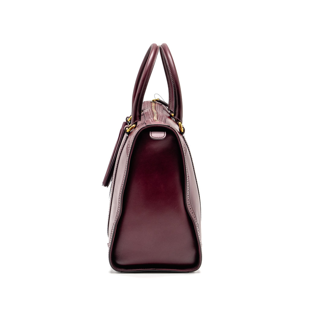Gucci Vintage Duilio Brogue Boston Bag Calfskin Burgundy