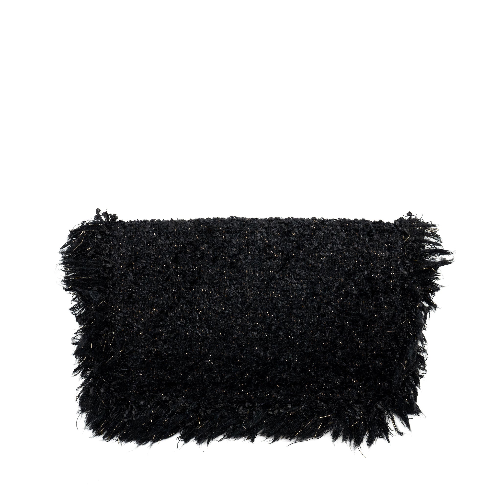 Chanel Fringe Paris Cosmopolite Clutch Tweed Black