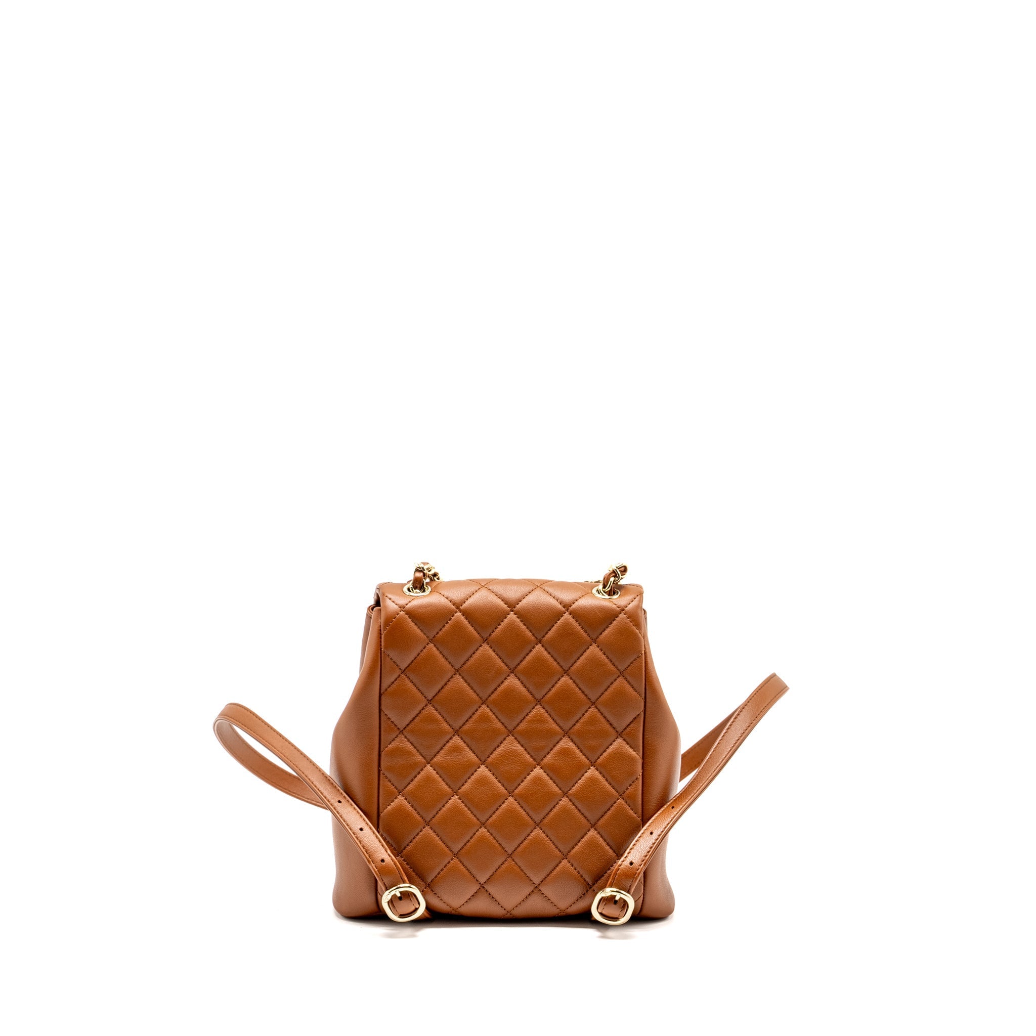 Chanel 23a Triple Pack Backpack Calfskin Caramel L (microchip)