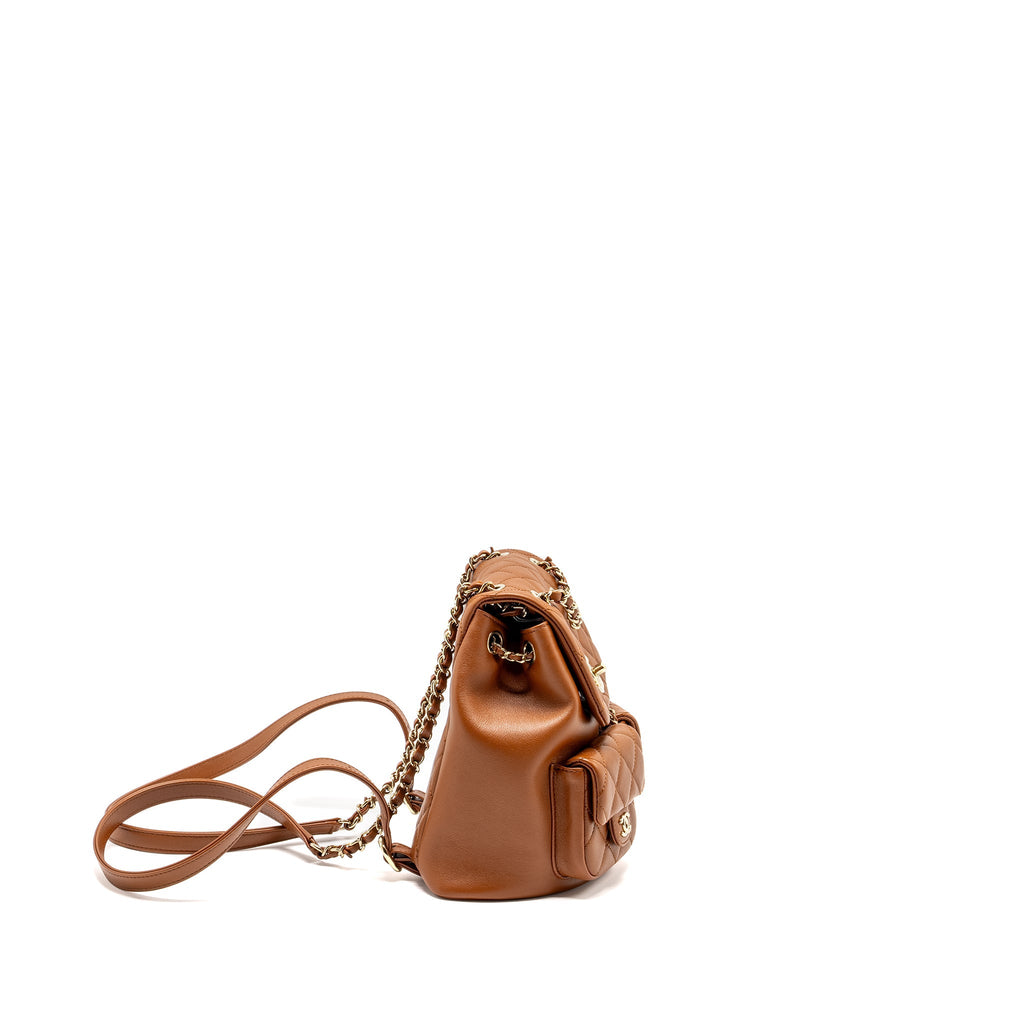 Chanel 23a Triple Pack Backpack Calfskin Caramel L (microchip)