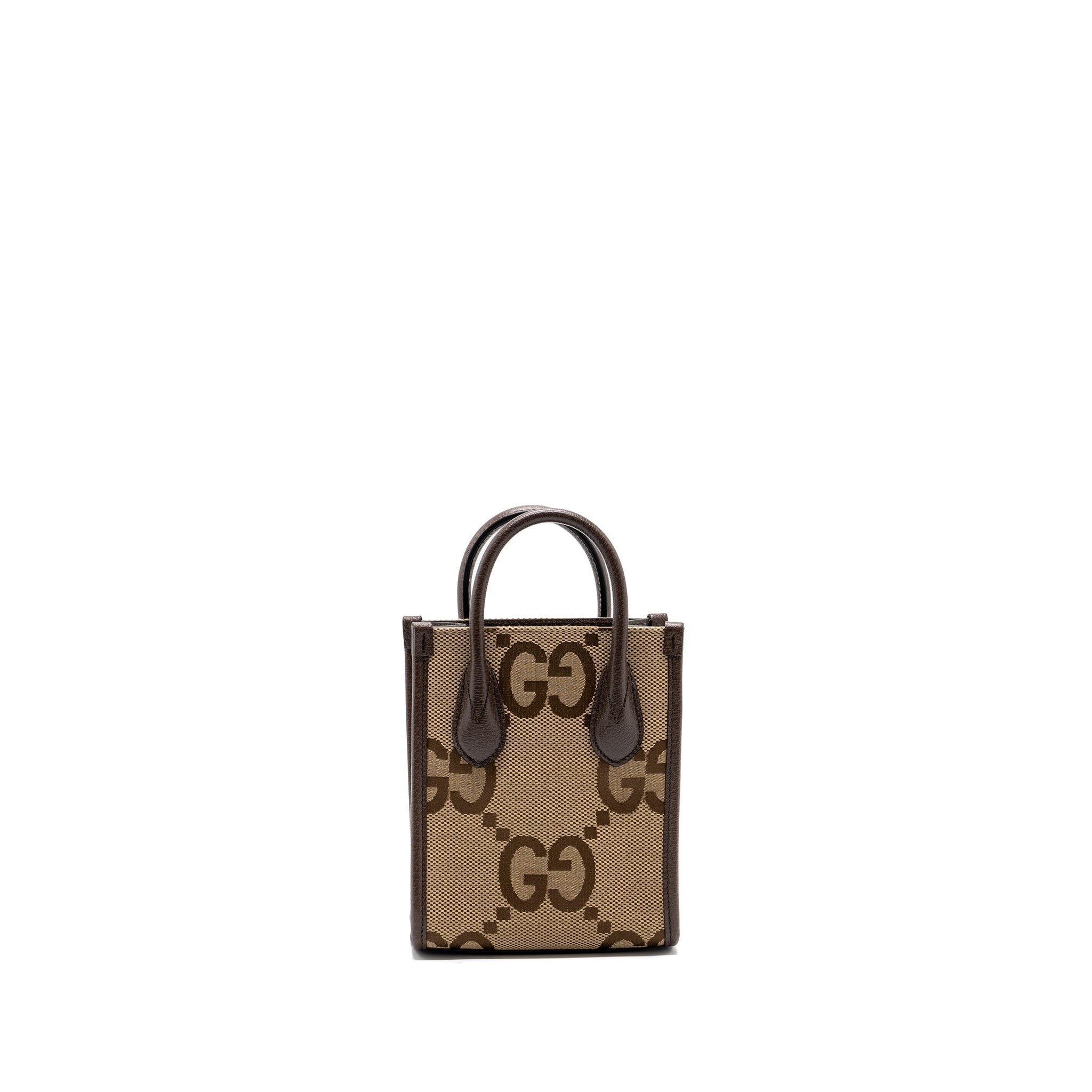 Gucci MINI JUMBO GG TOTE BAG CANVAS / LEATHER CAMEL / EBONY
