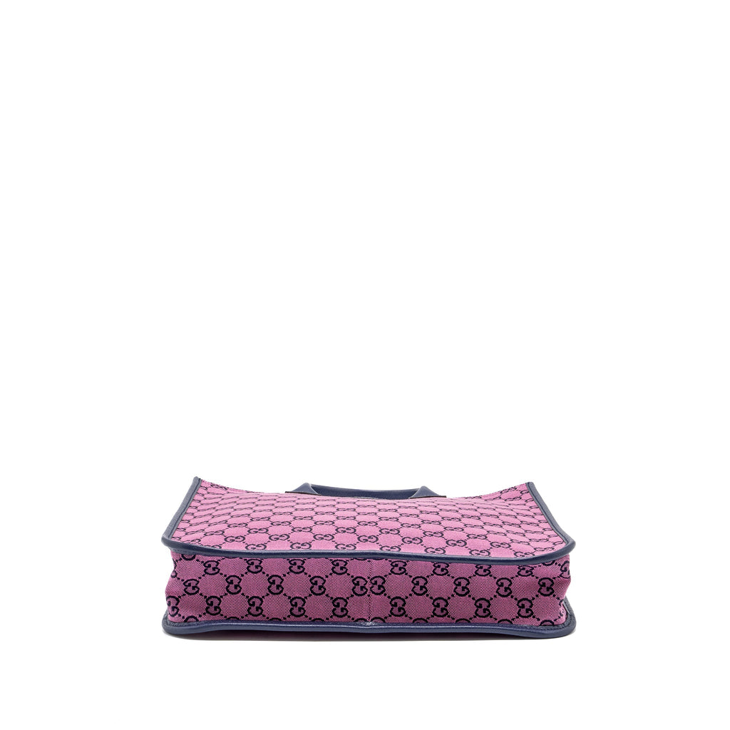 Gucci kids tote bag canvas / leather pink / dark blue