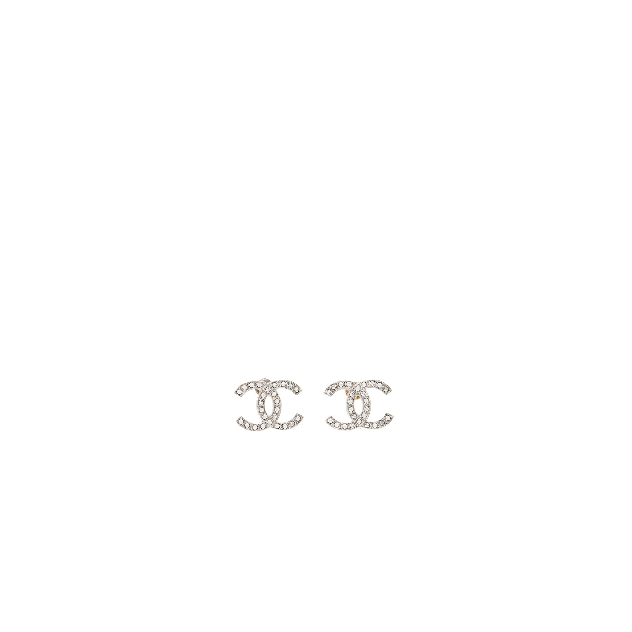 Chanel 22C CC Logo Earrings Crystal