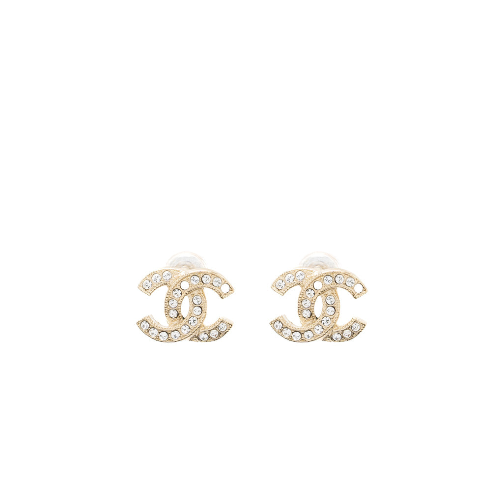 Chanel Classic CC Logo Earrings Crystal L