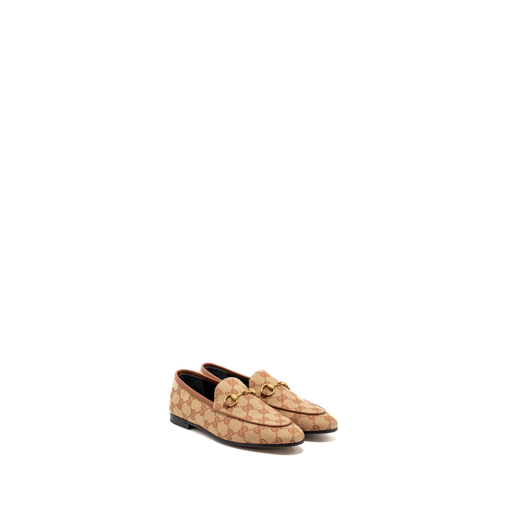 Gucci Size 35.5 Jordan Loafers canvas dark beige