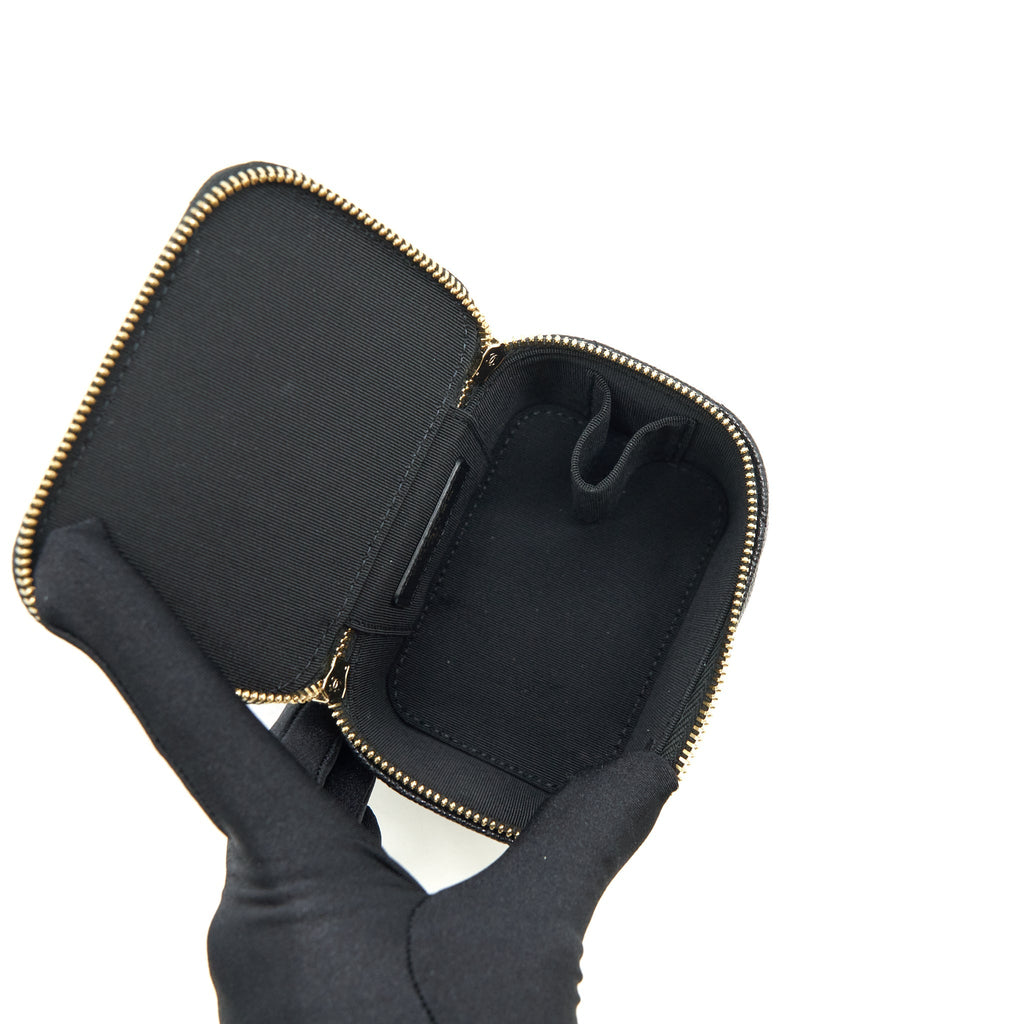 Chanel Small Vanity Clutch With Chain CC Pearl Caviar Black L