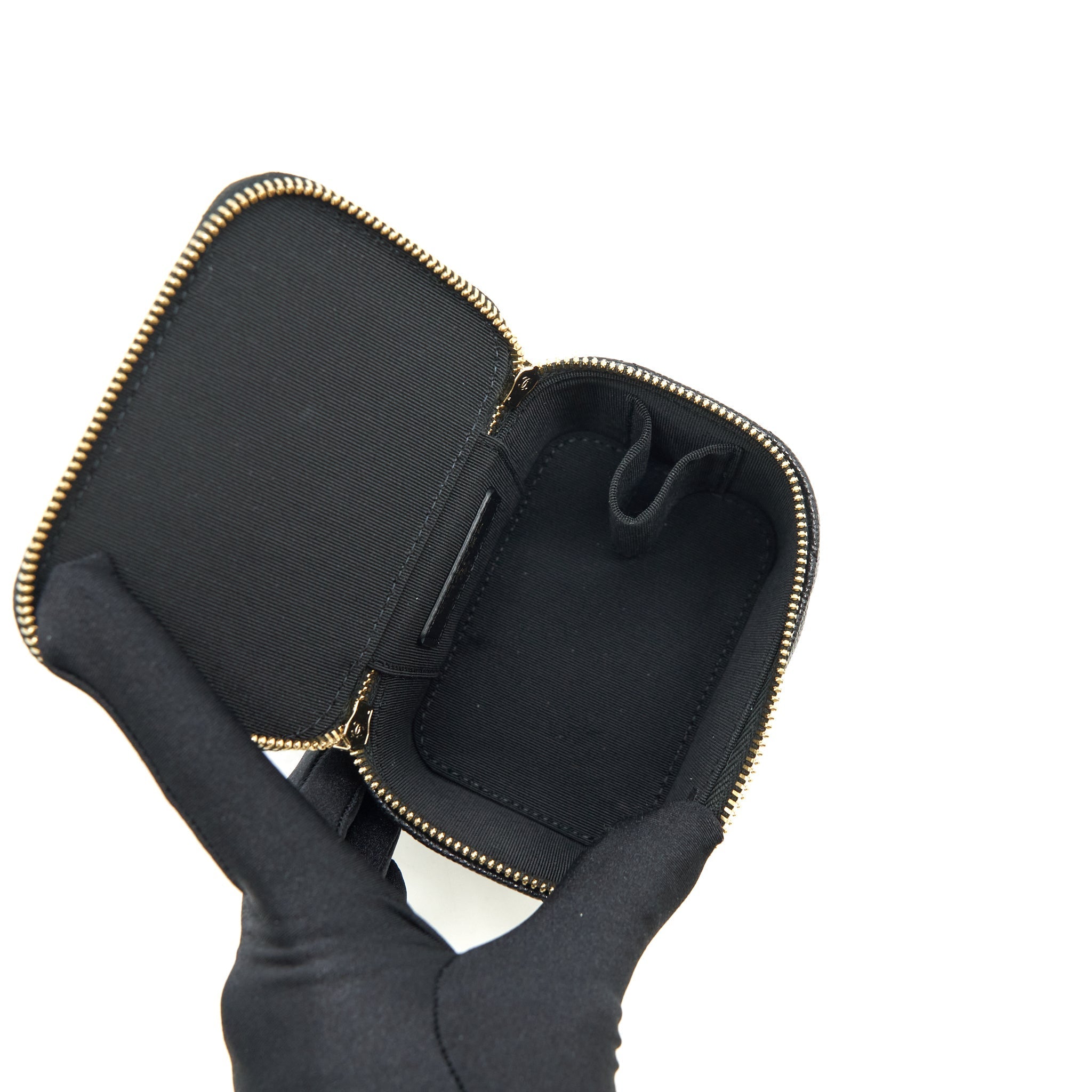 Chanel Small Vanity Clutch With Chain CC Pearl Caviar Black L