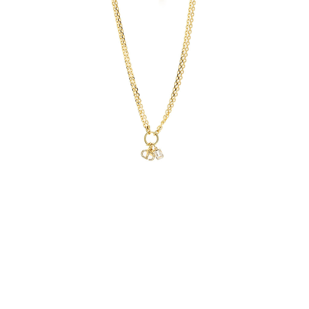 Dior CD and Star Necklace Crystal Gold Tone