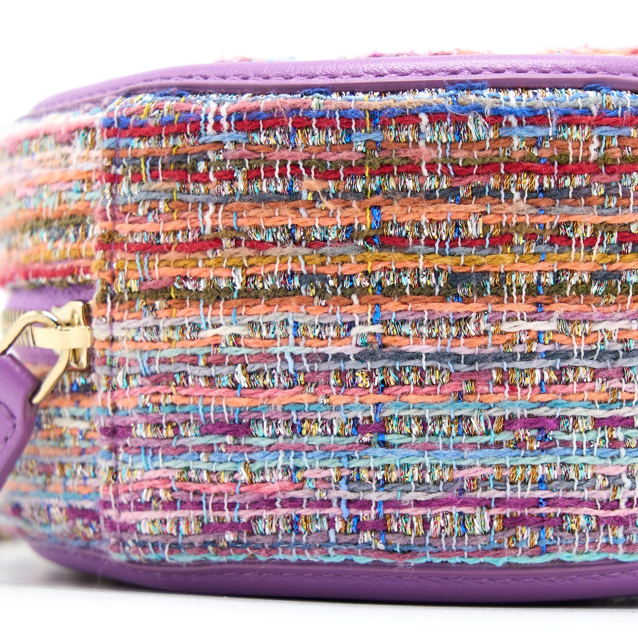Chanel Round Clutch with Chain Lambskin/Tweed Multicolour