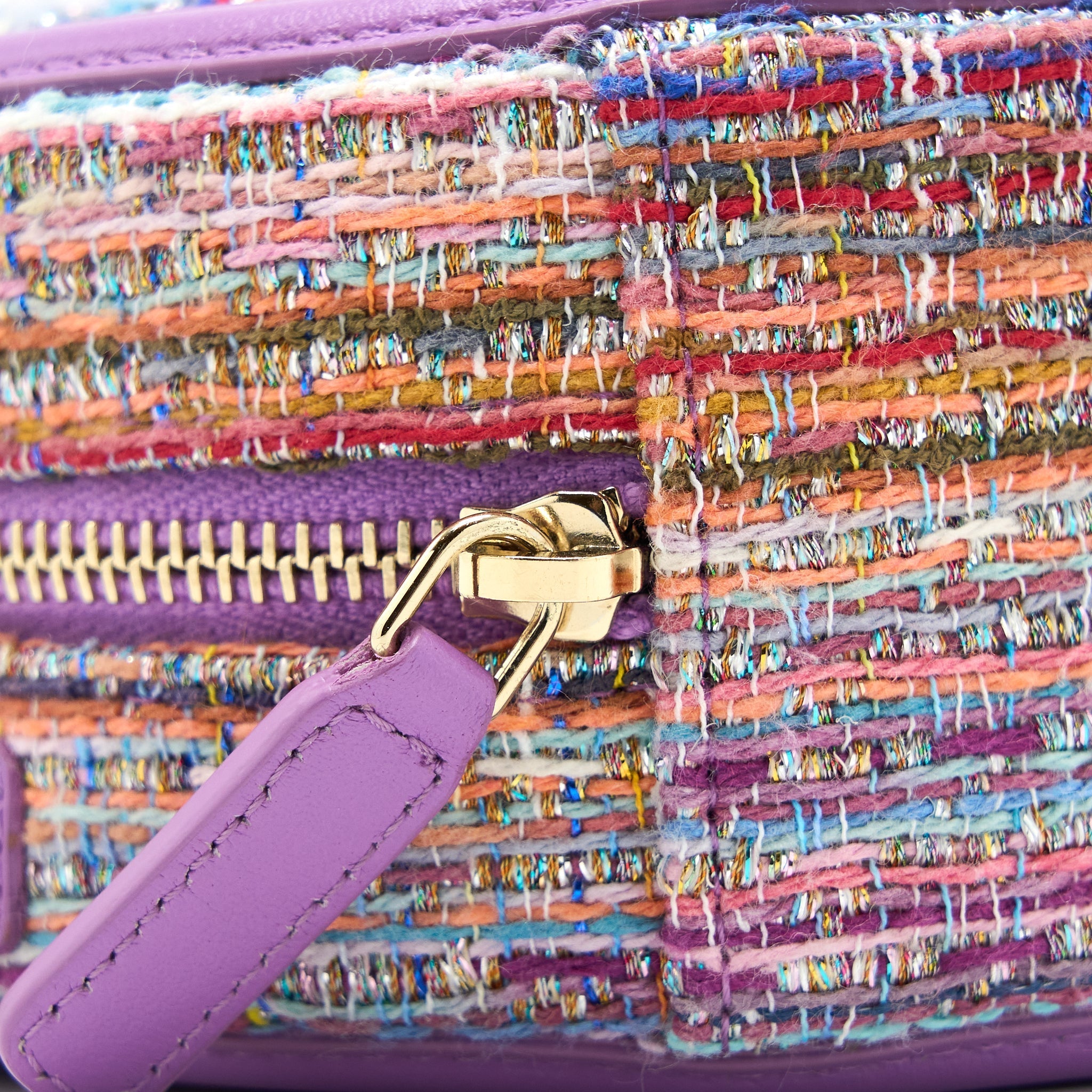 Chanel Round Clutch with Chain Lambskin/Tweed Multicolour
