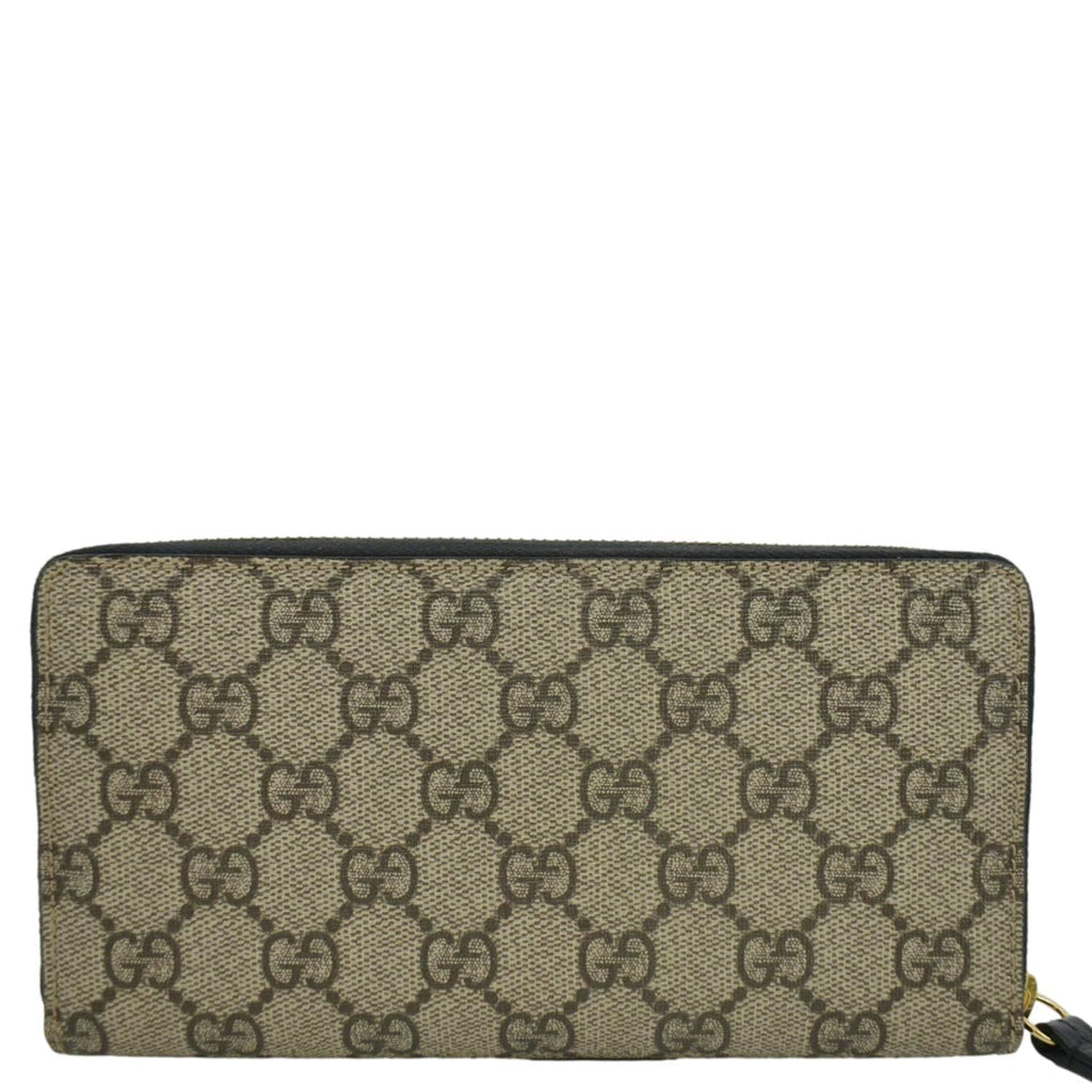 GUCCI GG Marmont Canvas Leather Zip Around Wallet Black 456117